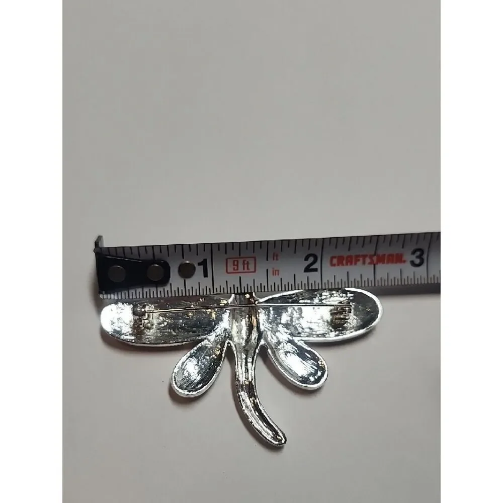 Dragonfly Brooch with Pink Crystals